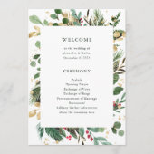 Verguld groen wit | Vakantie bruiloft Programmakaart (Voorkant)