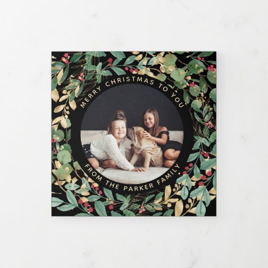 verguld groen zwart | Multi Foto Kerstmis Drieluik Wenskaart (Cover)
