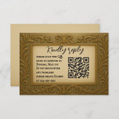 Verguld In Goud QR Code Trouwen RSVP Kaart (Voorkant / Achterkant)
