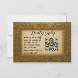Verguld In Goud QR Code Trouwen RSVP Kaart