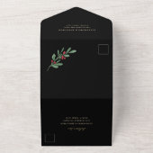 Verguld kerstgroen op zwarte bruiloft all in one uitnodiging (Buitenkant)