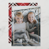 Verguld Lijst Familienaam Kerst Kaart (Voorkant / Achterkant)