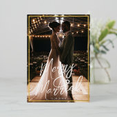 Verguld Lijst Vrolijk en getrouwd kalligrafie Foto Folie Feestdagenkaart (Staand Voorkant)