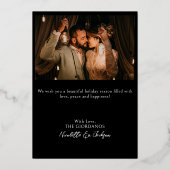 Verguld Lijst Vrolijk en getrouwd kalligrafie Foto Folie Feestdagenkaart (Achterkant)