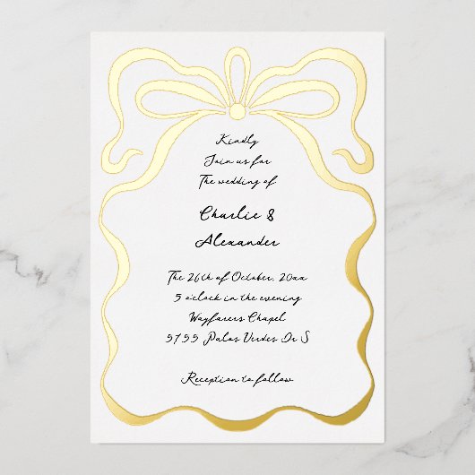 verguld lint folie uitnodiging (Voorkant)