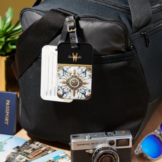 verguld marmer inleg bagagelabel (Voorkant & Achterkant)