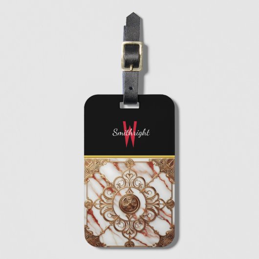 Verguld marmeren paneelontwerp bagagelabel (Voorkant (verticaal))