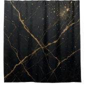 Verguld Midnight Marble Zwart & Goud Douchegordijn (Voorkant)