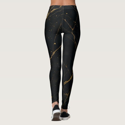 Verguld Midnight Marble Zwart & Goud Leggings (Achterkant)
