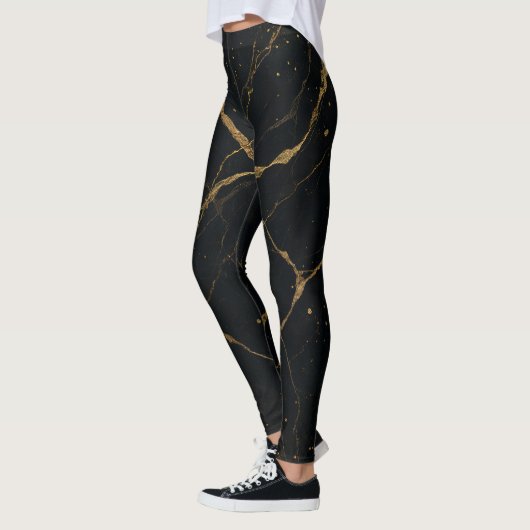Verguld Midnight Marble Zwart & Goud Leggings (Links)