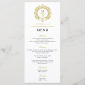 Verguld Monogram Bruiloft Menu (Voorkant)
