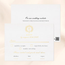 Verguld Monogram RSVP Bruiloft Behuizing Kaart
