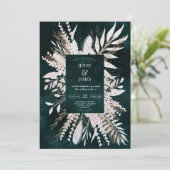 Verguld weide wow boeket, smaragdgroen feestdagenkaart (Staand voorkant)