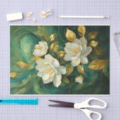 Verguld wit Gardenia Trio, formele bloemen Tissuepapier (Craft)