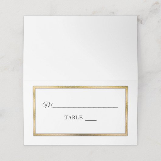 Verguld | Witte Eenvoudige Elegante Plaatskaarten Plaatskaartje (Buitenkant ongevouwen)