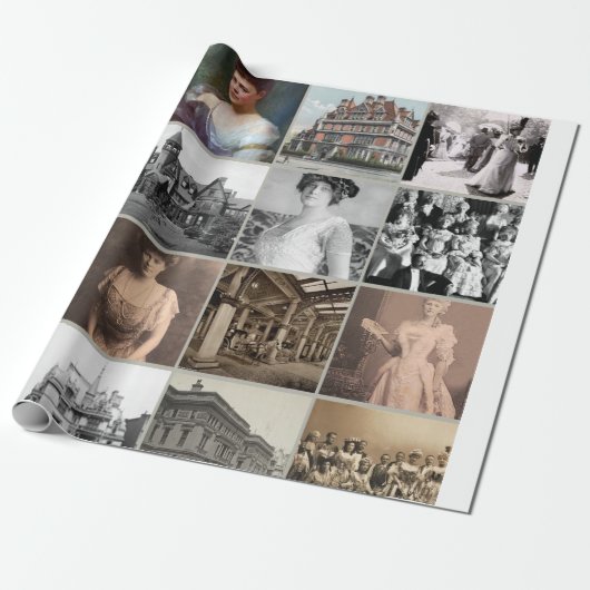 Vergulde Age Mansions & Icons Wrapping Paper 🎁🏰 Cadeaupapier (Uitgerold)