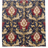 Vergulde Art Nouveau Bloemendamask Douchegordijn (Voorkant)