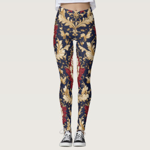 Vergulde Art Nouveau Bloemendamast Leggings
