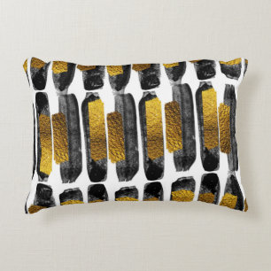 Vergulde Artistry: Zwart & Goud Abstract Accent Kussen