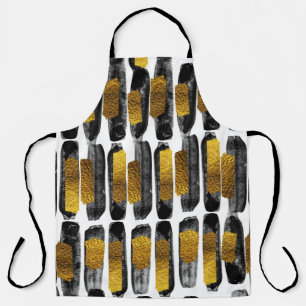 Vergulde Artistry: Zwart & Goud Abstract Schort