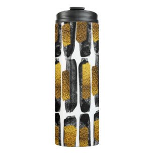 Vergulde Artistry: Zwart & Goud Abstract Thermosbeker
