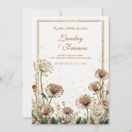 Vergulde Astrantia Botanische Crème Trouwjurk Kaart