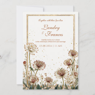 Vergulde Astrantia Botanische Crème Trouwjurk Kaart
