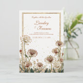 Vergulde Astrantia Botanische Crème Trouwjurk Kaart (Staand voorkant)