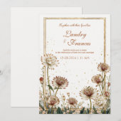 Vergulde Astrantia Botanische Crème Trouwjurk Kaart (Voorkant / Achterkant)