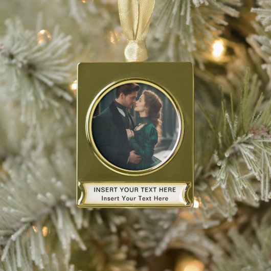 Vergulde banner Ornament met aangepaste tekst en P Verguld Banner Ornament (Boom)