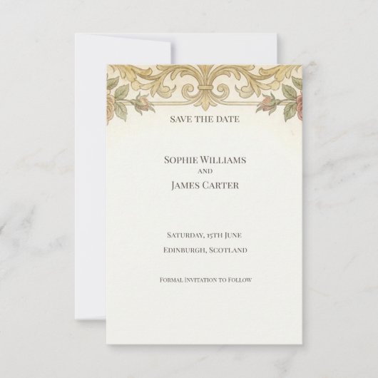 Vergulde Barok Save the Date Kaart (Voorkant)