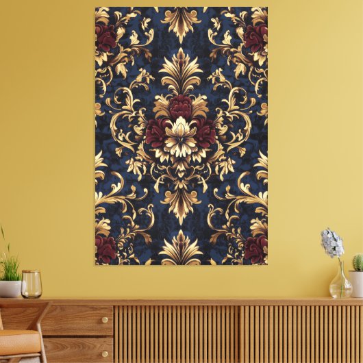 Vergulde Barokke Bloemen Wervelingen Canvas Afdruk (Insitu (Woonkamer))