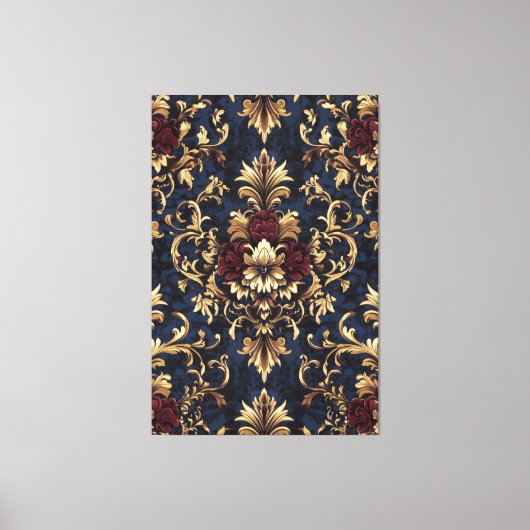 Vergulde Barokke Bloemen Wervelingen Canvas Afdruk (Voorkant)