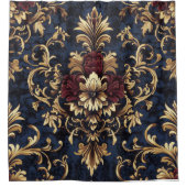 Vergulde Barokke Bloemen Wervelingen Douchegordijn (Voorkant)