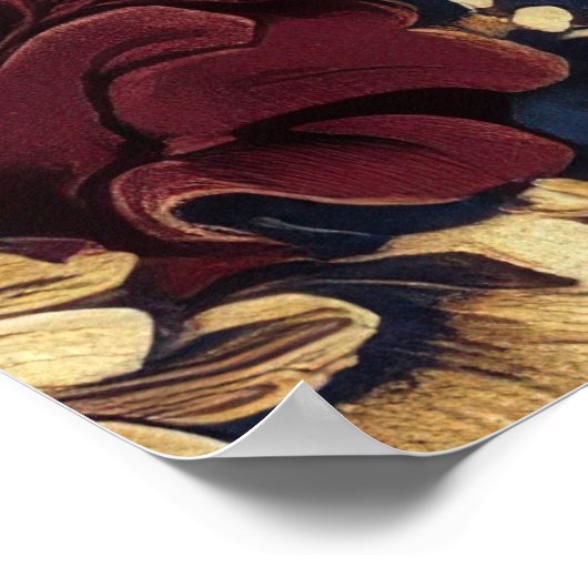 Vergulde Barokke Bloemen Wervelingen Poster (Hoek)