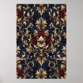 Vergulde Barokke Bloemen Wervelingen Poster (Voorkant)