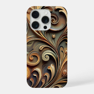 Vergulde barokke rolwerk iPhone 15 pro case