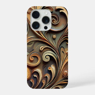 Vergulde barokke rolwerk iPhone 15 pro case
