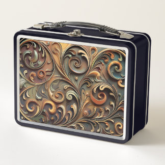Vergulde barokke rolwerk metalen lunchbox