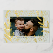 Vergulde Blad Foto Goud Folie Kerstkaart Folie Feestdagenkaart (Voorkant)