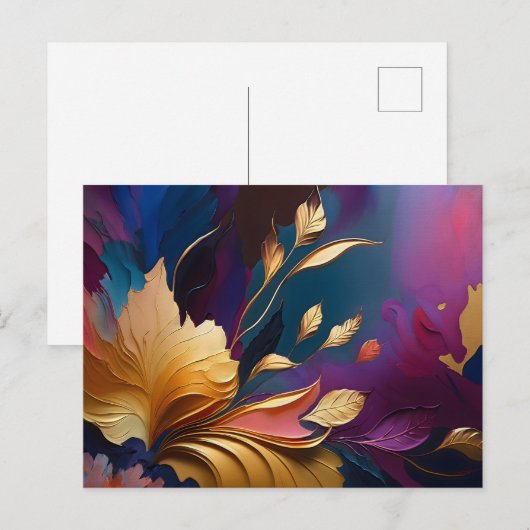 Vergulde bloei - Abstracte bloemcompositie Briefkaart (Voorkant / Achterkant)