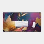 Vergulde Bloei – Abstracte Bloemcompositie Bureaumat (Keyboard & Muis)