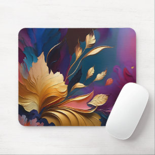 Vergulde Bloei – Abstracte Bloemcompositie Muismat