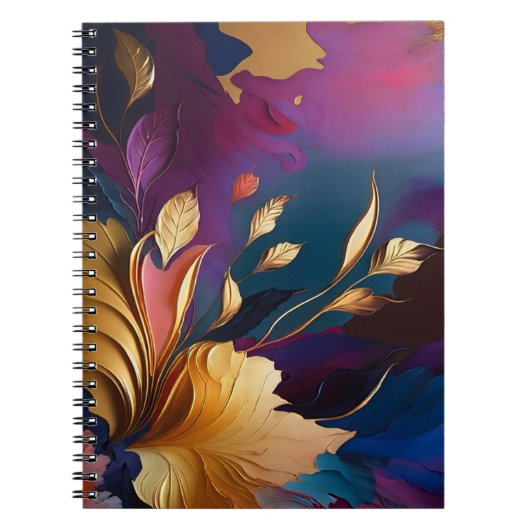 Vergulde Bloei – Abstracte Bloemcompositie Notitieboek (Voorkant)