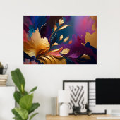 Vergulde Bloei – Abstracte Bloemcompositie Poster (Thuiskantoor)