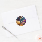Vergulde bloei - Abstracte bloemcompositie Ronde Sticker (Envelop)