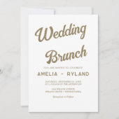 vergulde bloem | Crème & Goud Bruiloftsbrunch Kaart (Voorkant)