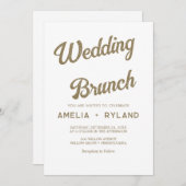 vergulde bloem | Crème & Goud Bruiloftsbrunch Kaart (Voorkant / Achterkant)