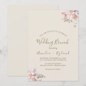 vergulde bloem | Crème & Goud Bruiloftsbrunch Kaart (Voorkant / Achterkant)