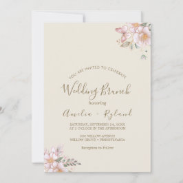 Vergulde Bloem | Crème & Gouden Trouwbrunch  Kaart